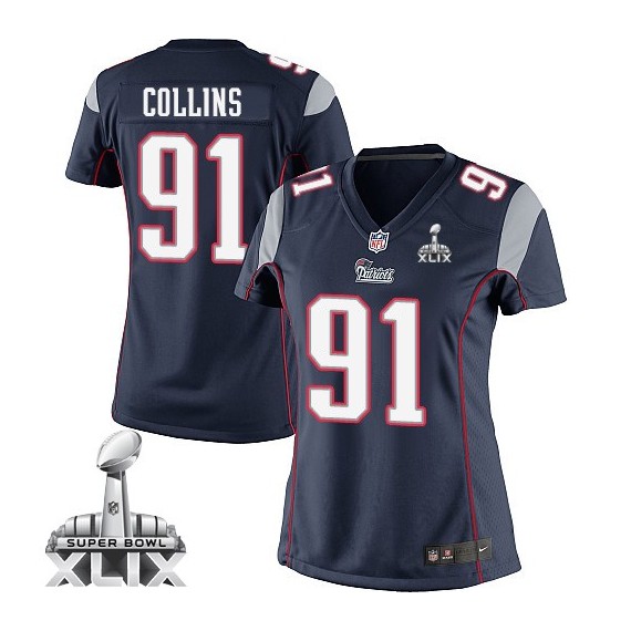 New England Patriots Jamie Collins Official Nike Navy Blue Elite Women's Home Super Bowl XLIX NFL Jersey