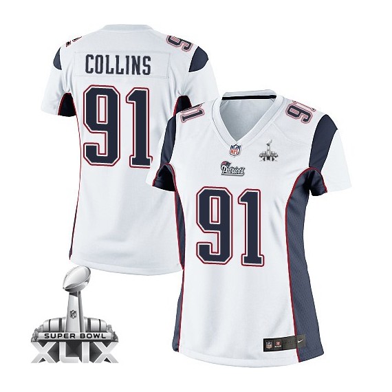 New England Patriots Jamie Collins Official Nike White Limited Women's Road Super Bowl XLIX NFL Jersey