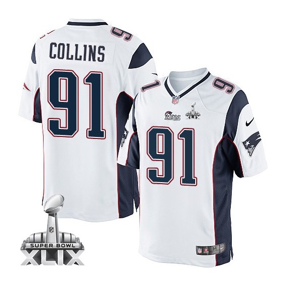 New England Patriots Jamie Collins Official Nike White Limited Youth Road Super Bowl XLIX NFL Jersey