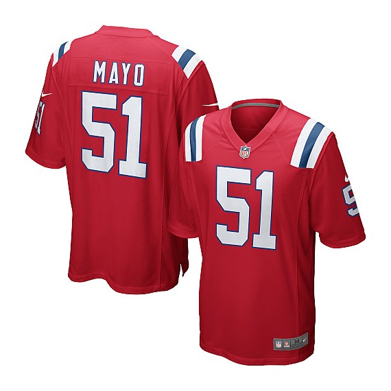 New England Patriots Jerod Mayo Official Nike Red Game Adult Alternate NFL Jersey