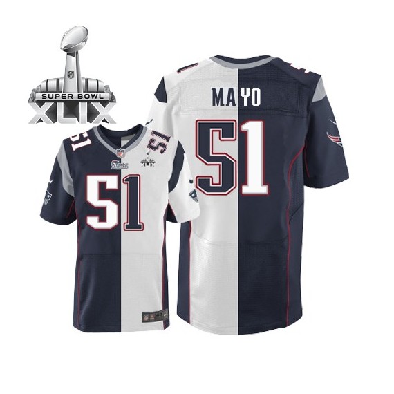 New England Patriots Jerod Mayo Official Nike Two Tone Limited Adult Team/Road Super Bowl XLIX NFL Jersey