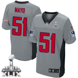 New England Patriots Jerod Mayo Official Nike Grey Shadow Limited Adult Super Bowl XLIX NFL Jersey