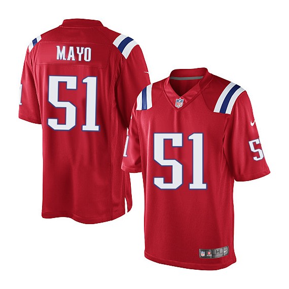 New England Patriots Jerod Mayo Official Nike Red Limited Adult Alternate NFL Jersey