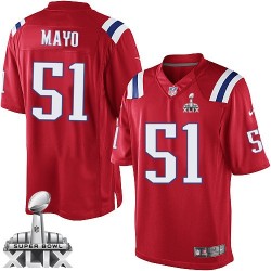 New England Patriots Jerod Mayo Official Nike Red Limited Adult Alternate Super Bowl XLIX NFL Jersey
