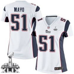 New England Patriots Jerod Mayo Official Nike White Elite Women's Road Super Bowl XLIX NFL Jersey