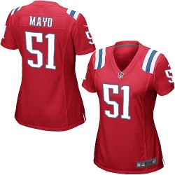 New England Patriots Jerod Mayo Official Nike Red Game Women's Alternate NFL Jersey