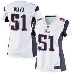 New England Patriots Jerod Mayo Official Nike White Limited Women's Road NFL Jersey