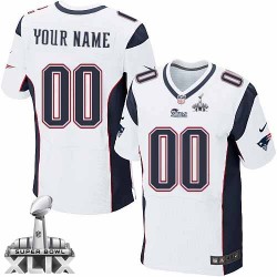 Nike New England Patriots Men's Customized Elite White Road Super Bowl XLIX Jersey