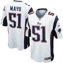 New England Patriots Jerod Mayo Official Nike White Limited Youth Road NFL Jersey