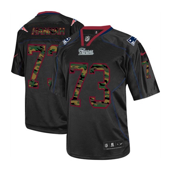 New England Patriots John Hannah Official Nike Black Elite Adult Camo Fashion NFL Jersey
