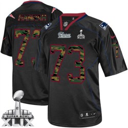 New England Patriots John Hannah Official Nike Black Elite Adult Camo Fashion Super Bowl XLIX NFL Jersey