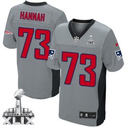 New England Patriots John Hannah Official Nike Grey Shadow Elite Adult Super Bowl XLIX NFL Jersey