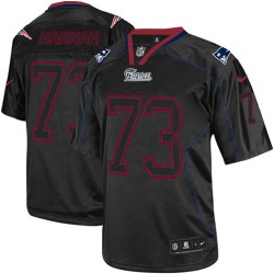 New England Patriots John Hannah Official Nike Lights Out Black Elite Adult NFL Jersey