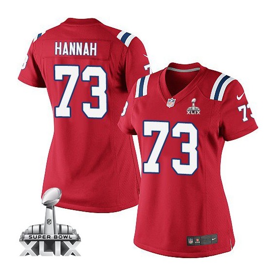 New England Patriots John Hannah Official Nike Red Elite Women's Alternate Super Bowl XLIX NFL Jersey