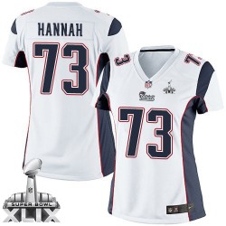 New England Patriots John Hannah Official Nike White Elite Women's Road Super Bowl XLIX NFL Jersey