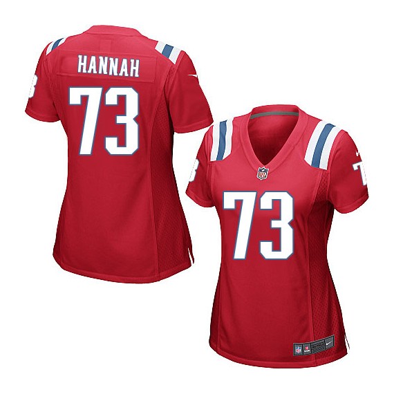 New England Patriots John Hannah Official Nike Red Game Women's Alternate NFL Jersey