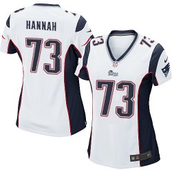 New England Patriots John Hannah Official Nike White Game Women's Road NFL Jersey