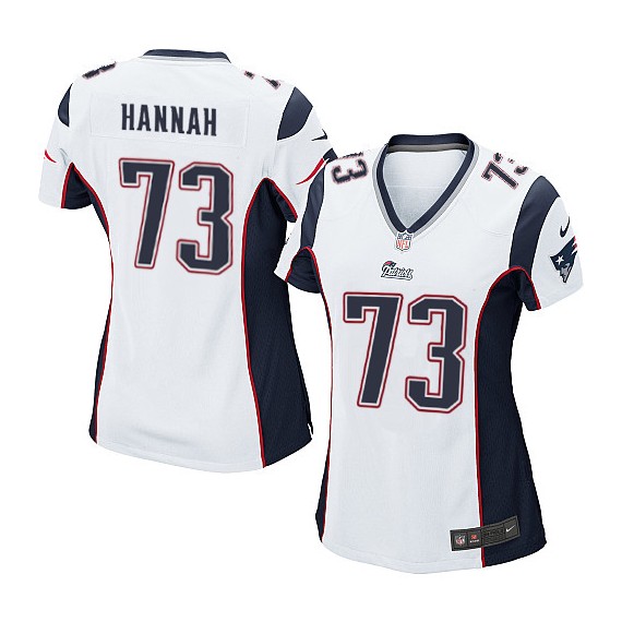 New England Patriots John Hannah Official Nike White Game Women's Road NFL Jersey