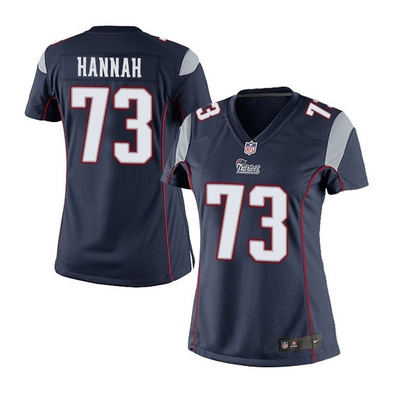 New England Patriots John Hannah Official Nike Navy Blue Limited Women's Home NFL Jersey