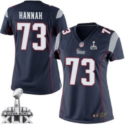 New England Patriots John Hannah Official Nike Navy Blue Elite Women's Home Super Bowl XLIX NFL Jersey