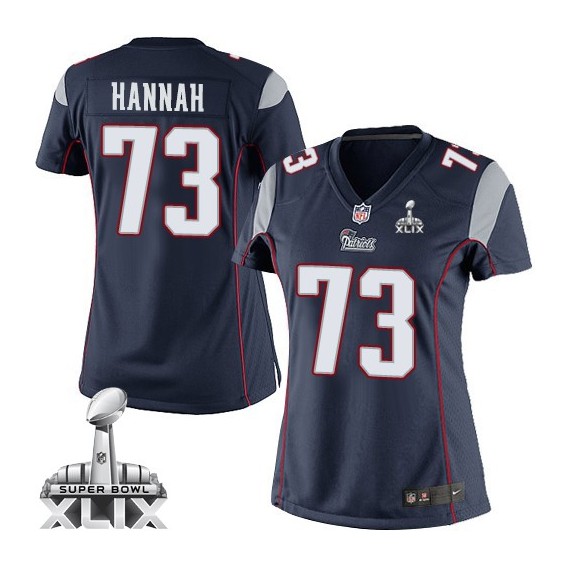 New England Patriots John Hannah Official Nike Navy Blue Elite Women's Home Super Bowl XLIX NFL Jersey