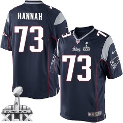 New England Patriots John Hannah Official Nike Navy Blue Elite Youth Home Super Bowl XLIX NFL Jersey