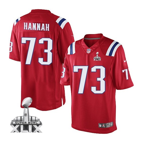 New England Patriots John Hannah Official Nike Red Elite Youth Alternate Super Bowl XLIX NFL Jersey