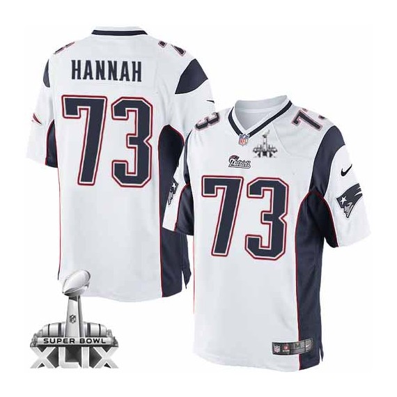 New England Patriots John Hannah Official Nike White Elite Youth Road Super Bowl XLIX NFL Jersey