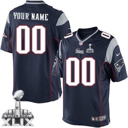 Nike New England Patriots Men's Customized Limited Navy Blue Home Super Bowl XLIX Jersey