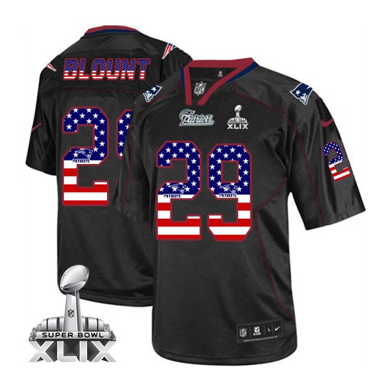New England Patriots LeGarrette Blount Official Nike Black Elite Adult USA Flag Fashion Super Bowl XLIX NFL Jersey