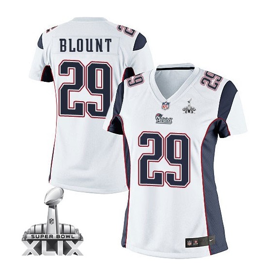 New England Patriots LeGarrette Blount Official Nike White Elite Women's Road Super Bowl XLIX NFL Jersey