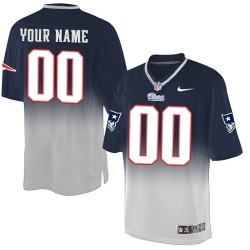Nike New England Patriots Men's Customized Limited Navy/Grey Fadeaway Jersey