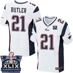 New England Patriots Malcolm Butler Official Nike White Elite Adult Road Super Bowl XLIX Champions NFL Jersey
