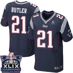 New England Patriots Malcolm Butler Official Nike Navy Blue Elite Adult Home Super Bowl XLIX Champions NFL Jersey