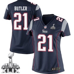 New England Patriots Malcolm Butler Official Nike Navy Blue Elite Women's Home Super Bowl XLIX NFL Jersey