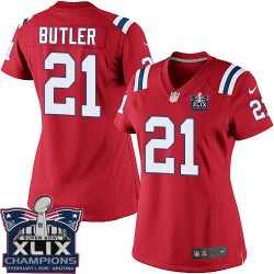 New England Patriots Malcolm Butler Official Nike Red Elite Women's Alternate Super Bowl XLIX Champions NFL Jersey