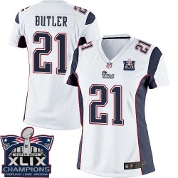 New England Patriots Malcolm Butler Official Nike White Elite Women's Road Super Bowl XLIX Champions NFL Jersey