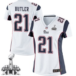New England Patriots Malcolm Butler Official Nike White Limited Women's Road Super Bowl XLIX NFL Jersey