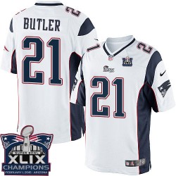 New England Patriots Malcolm Butler Official Nike White Elite Youth Road Super Bowl XLIX Champions NFL Jersey
