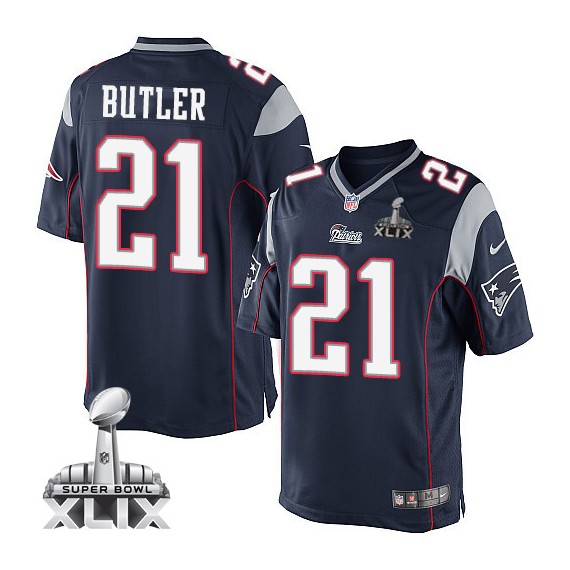 New England Patriots Malcolm Butler Official Nike Navy Blue Limited Youth Home Super Bowl XLIX NFL Jersey