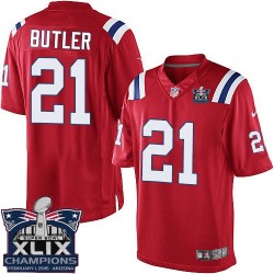 New England Patriots Malcolm Butler Official Nike Red Elite Youth Alternate Super Bowl XLIX Champions NFL Jersey