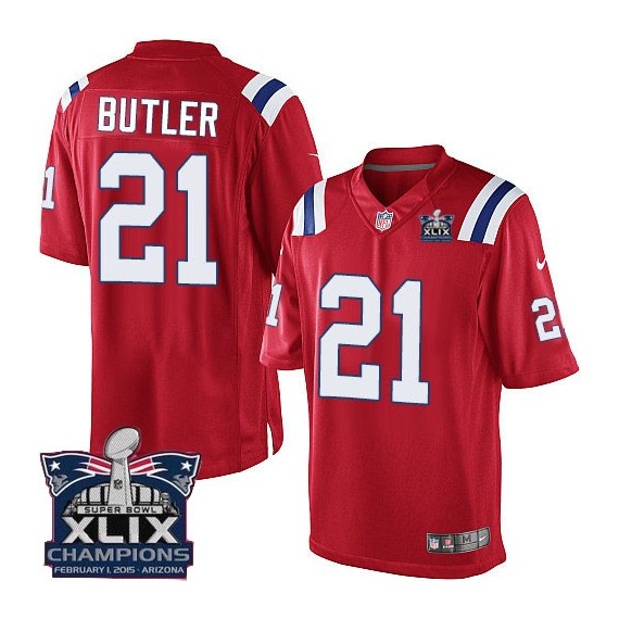 New England Patriots Malcolm Butler Official Nike Red Elite Youth Alternate Super Bowl XLIX Champions NFL Jersey