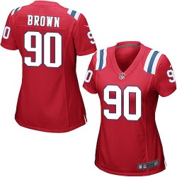 New England Patriots Malcom Brown Official Nike Red Game Women's Alternate NFL Jersey