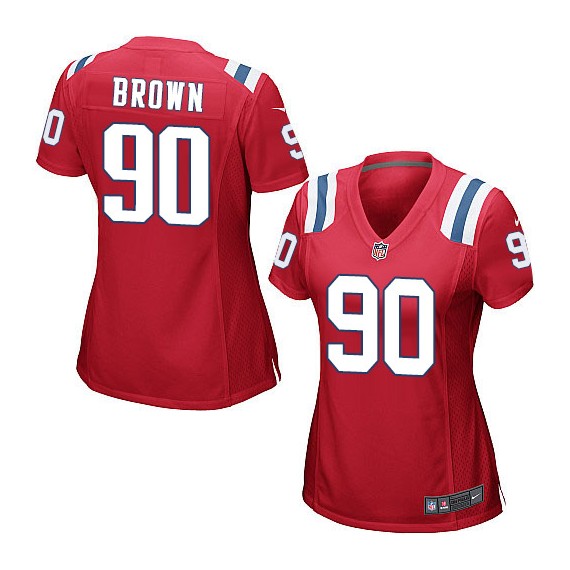New England Patriots Malcom Brown Official Nike Red Game Women's Alternate NFL Jersey