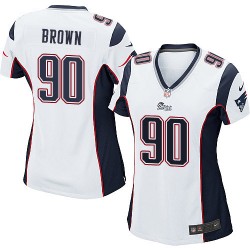 New England Patriots Malcom Brown Official Nike White Game Women's Road NFL Jersey
