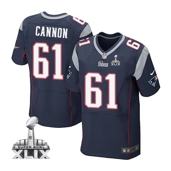 New England Patriots Marcus Cannon Official Nike Navy Blue Elite Adult Home Super Bowl XLIX NFL Jersey
