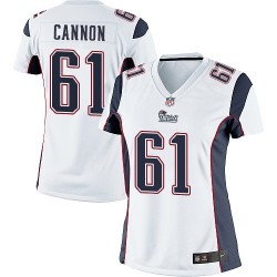 New England Patriots Marcus Cannon Official Nike White Limited Women's Road NFL Jersey