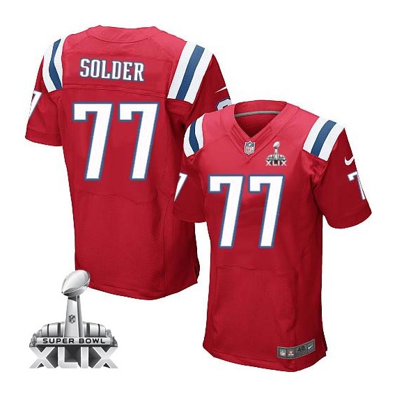 New England Patriots Nate Solder Official Nike Red Elite Adult Alternate Super Bowl XLIX NFL Jersey