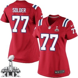 New England Patriots Nate Solder Official Nike Red Elite Women's Alternate Super Bowl XLIX NFL Jersey