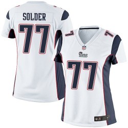 New England Patriots Nate Solder Official Nike White Elite Women's Road NFL Jersey